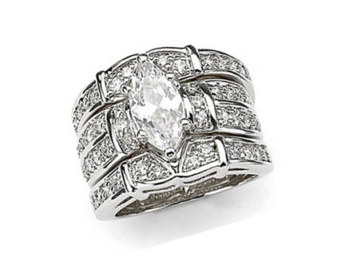 Women's Unique Luxury 925 Sterling Silver Natural White Sapphire Gemstone Diamond Wedding Engagement